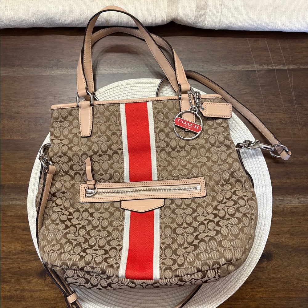 Coach Brown and Orange Signature Crossbody